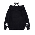 Off-The-Shoulder Black Hip-Hop Sweater