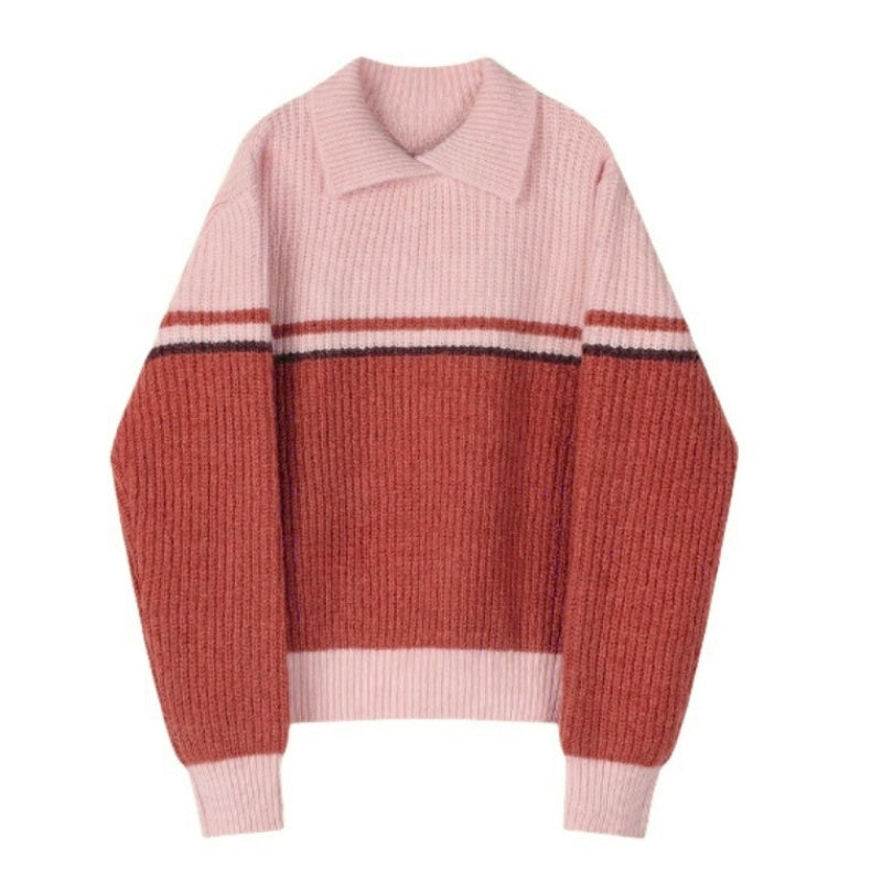 Casual Striped Colorblock Sweater