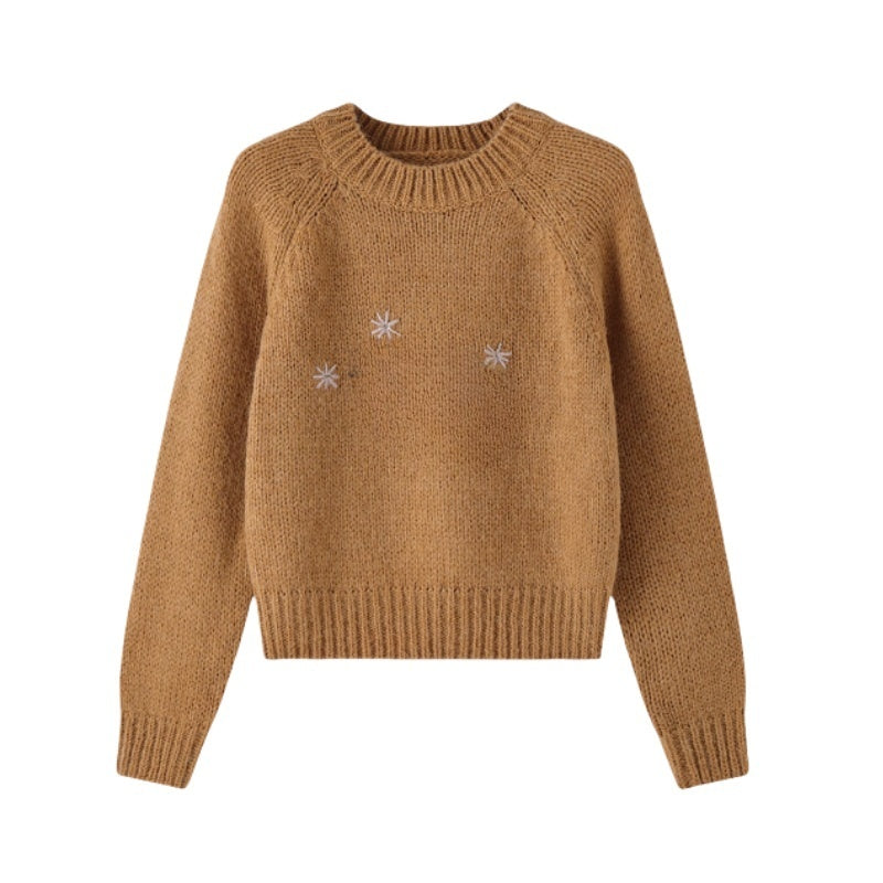 Flower Motif Embroidered Sweater