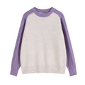 Purple Color-Blocked Casual Sweater