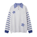 Retro Polo Collar Striped Sweater